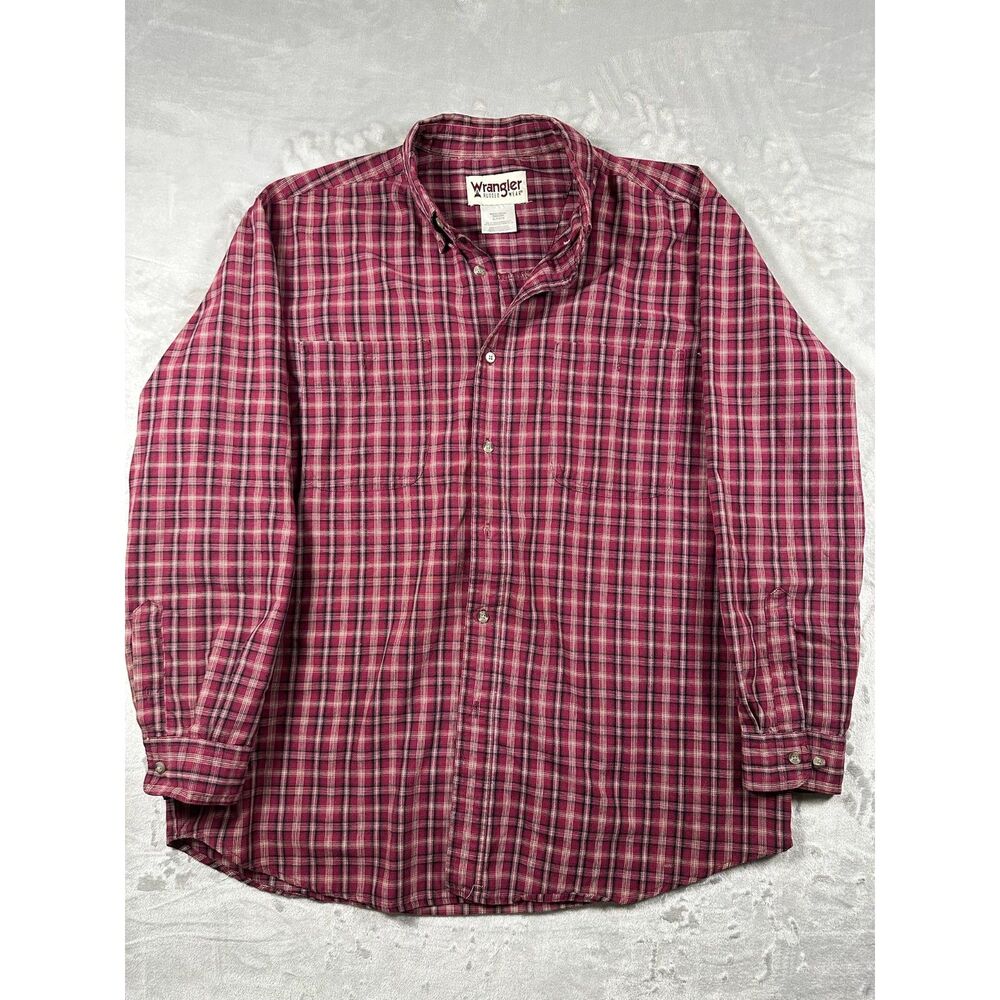 Wrangler‎ Rugged Wear Check Plaid Button Down Long Shirt (XL)